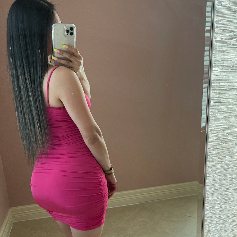 KAYLA Cami Ruched Dress -Fuchsia - Picture 5 of 5